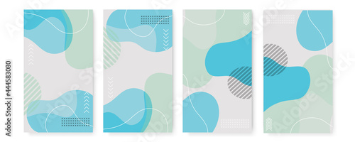 Colorful abstract wave geometric background with Memphis style. Gradient flowing geometric pattern background texture for poster cover design. Minimal color abstract gradient banner template.