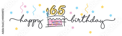 Photography 65th Birthday handwritten typography lettering Greeting card with colorful big c