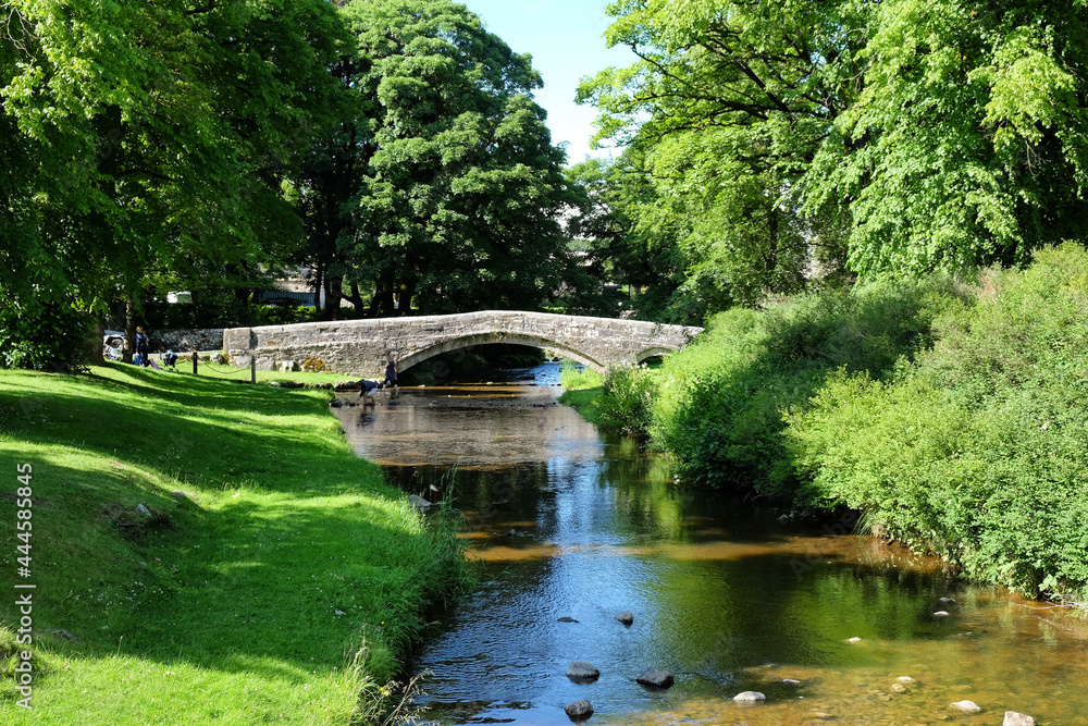 The old packhorse bridge over Linton Beck, Yorkshire Dales, UK