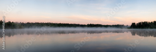 lake with morning fog