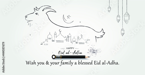happy eid al adha, islamic festival of sacrifice and prayer concept