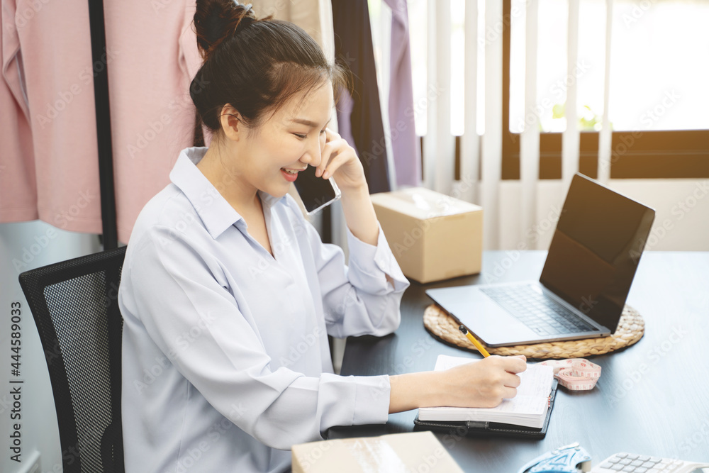 ecommerce and delivery service concept. Asian woman retail online ecommerce and delivery service concept. Asian woman retail online