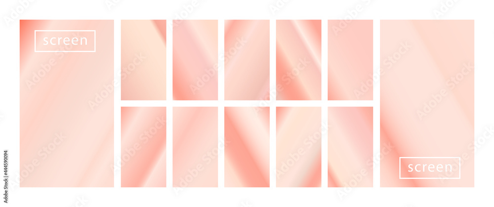 Fototapeta premium Mobile screen lock display collection of colorful backgrounds in trendy neon colors. Modern screen vector design for mobile app. Soft color abstract pastel holographic gradients. Swatches for design