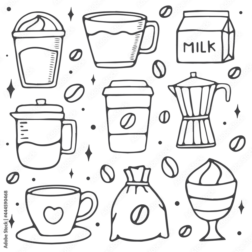 hand drawn doodle coffee element hand drawn doodle coffee element
