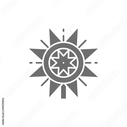 Vector ukrainian christmas vertep star gray icon.