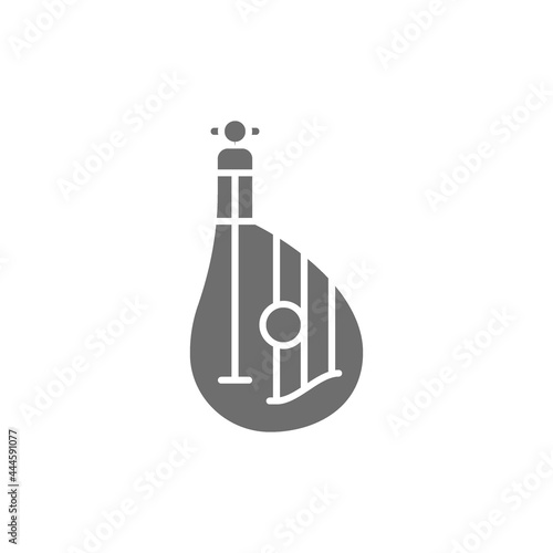Bandura, kobza, ukrainian national musical instrument gray icon.