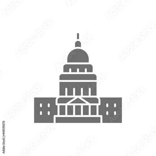 United States Capitol, famous American buildings grey icon.