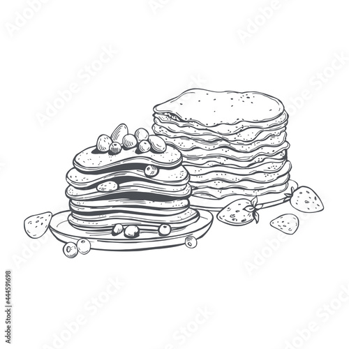 Pancakes set. Vector illustration
