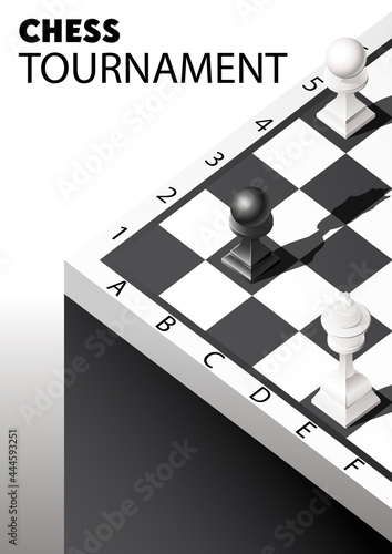 Chess tournament poster template. Sport game vector flyer.