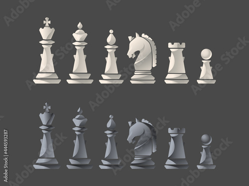 Vector Chess Figures, black and white. Illustration