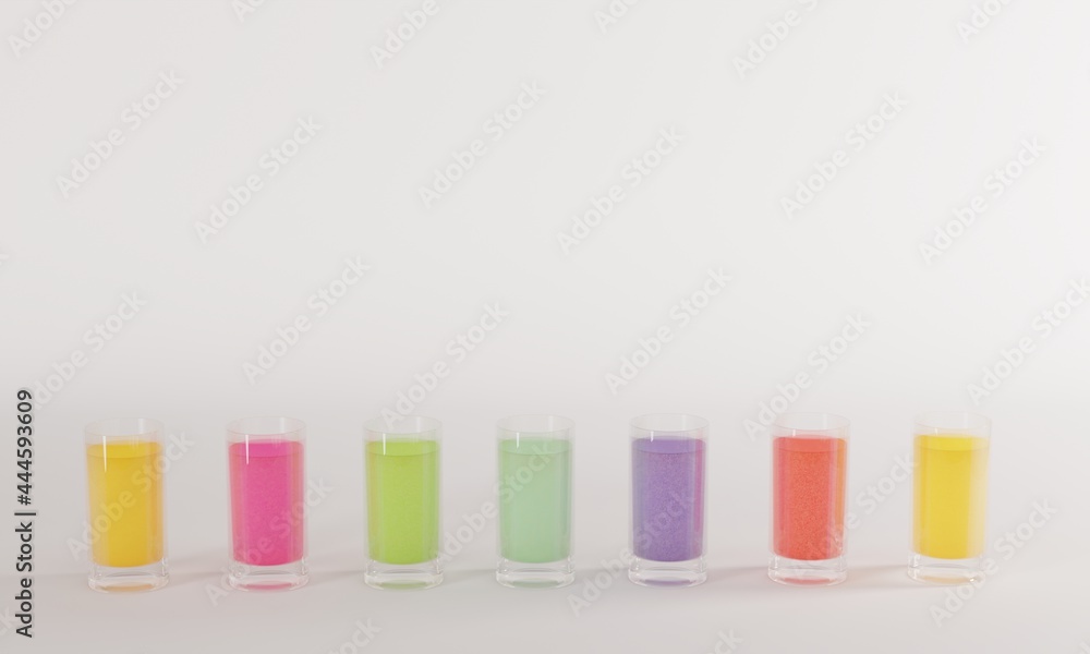 multi colored water glass white background multi colored water glass white background