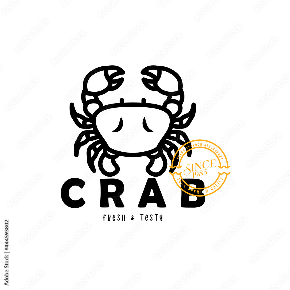 Fresh crab logo emblem label seafood vector icon illustration Fresh crab logo emblem label seafood vector icon illustration
