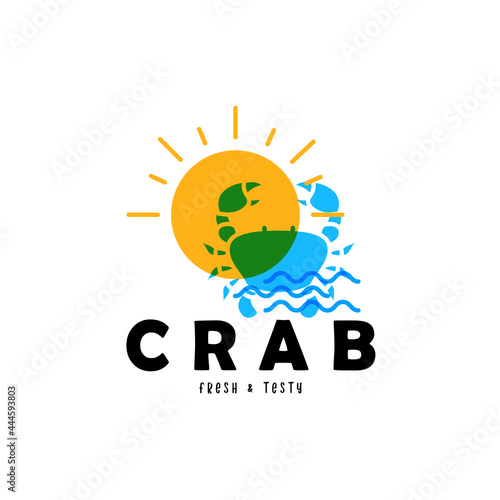 fresh and testy crab logo seafood illustration
