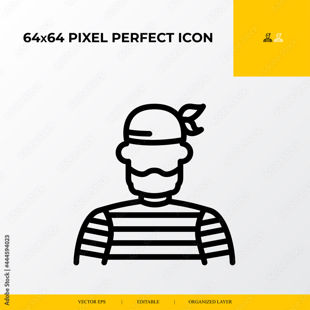 Pirate crew icon . part ocean and sea life icon set. 64x64 pixel perfect vector icon illustration