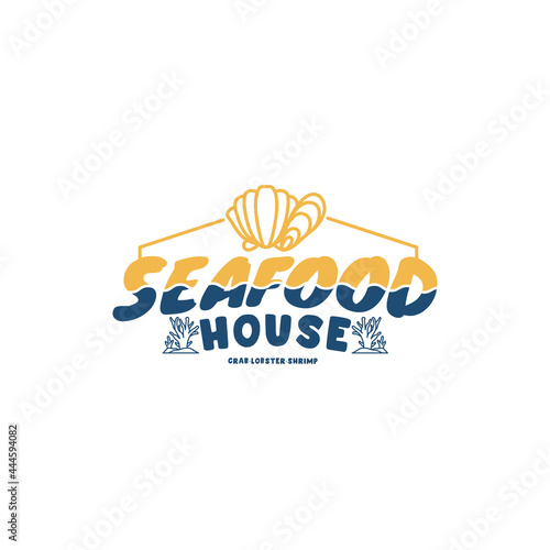 Seafood House vintage logo vector icon illustration