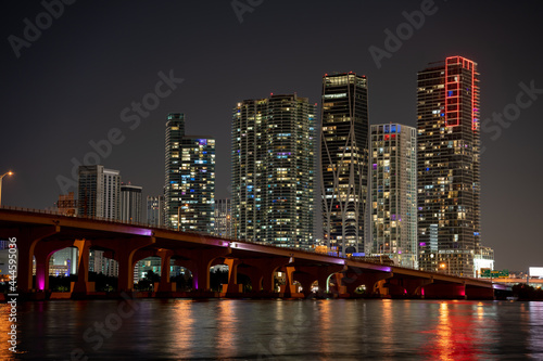 Downtown Miami highrise condos with bridge and bay water in scene © Felix Mizioznikov