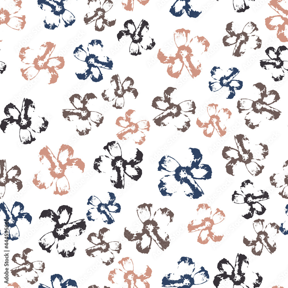 Vector seamless pattern with hand-drawn flowers on white background. Vector seamless pattern with hand-drawn flowers on white background.
