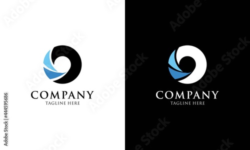 letter O with wave element logo design for company and business photo