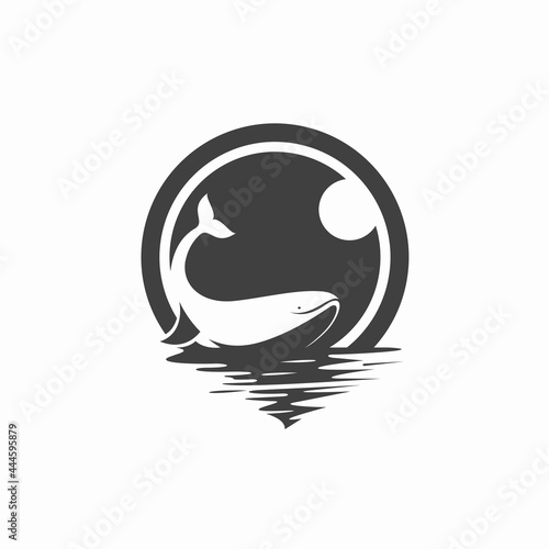 design logo creative whale and lens camera