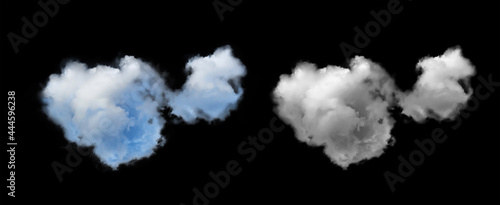 single dramatic looking blue rain cloud on black background with luma mask.