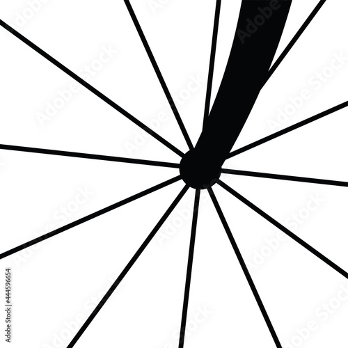 Scale part of bicycle wheel with spokes and fork, design of bicycle fork and spokes, replacement of bicycle parts repair, flat vector design illustration