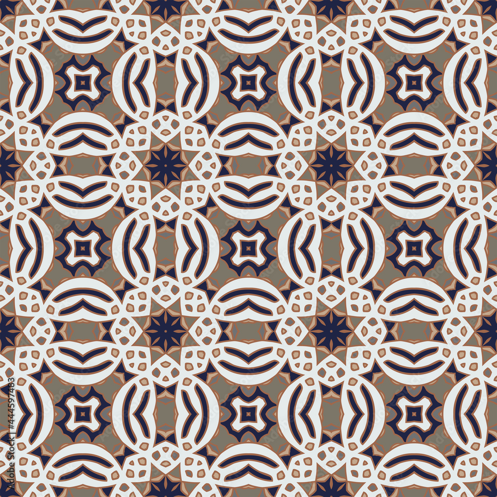 Creative trendy color abstract geometric pattern in beige brown black blue, vector seamless, can be used for printing onto fabric, interior, design, textile