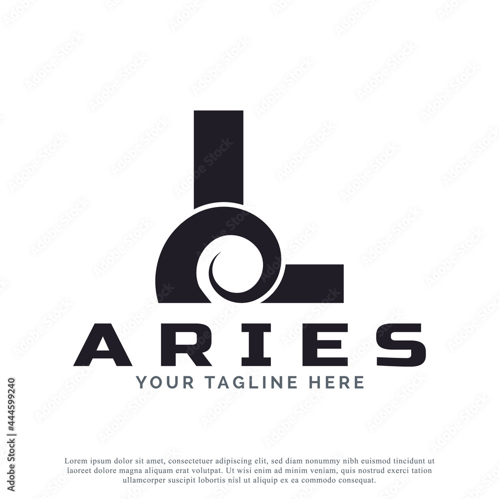 Initial Letter L with Goat Ram Sheep Horn for Aries Logo Design Inspiration. Animal Logo Element Template Initial Letter L with Goat Ram Sheep Horn for Aries Logo Design Inspiration. Animal Logo Element Template