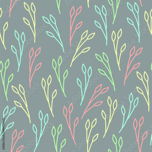 Seamless pattern - minimalistic flowers. Elements isolated on retro background. Perfect for printing on fabric or paper.