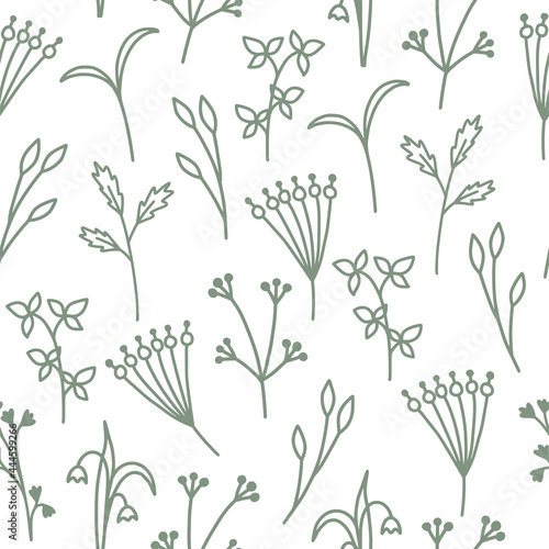 Seamless pattern - minimalistic flowers. Elements isolated on retro background. Perfect for printing on fabric or paper.
