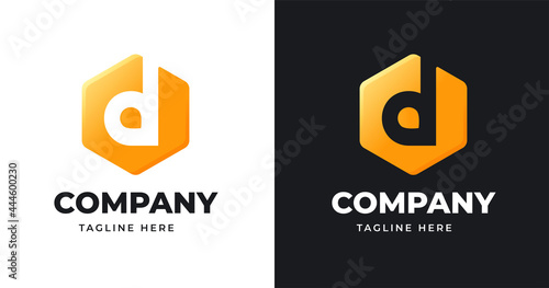 Letter D logo design template with geometric shape style