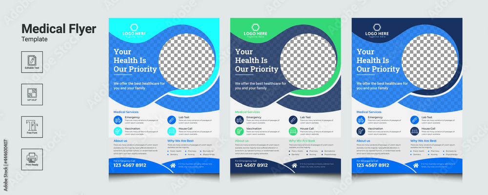 Medical Flyer design pamphlet vector template in A4 size Medical healthcare flyer design Medical Flyer design pamphlet vector template in A4 size Medical healthcare flyer design