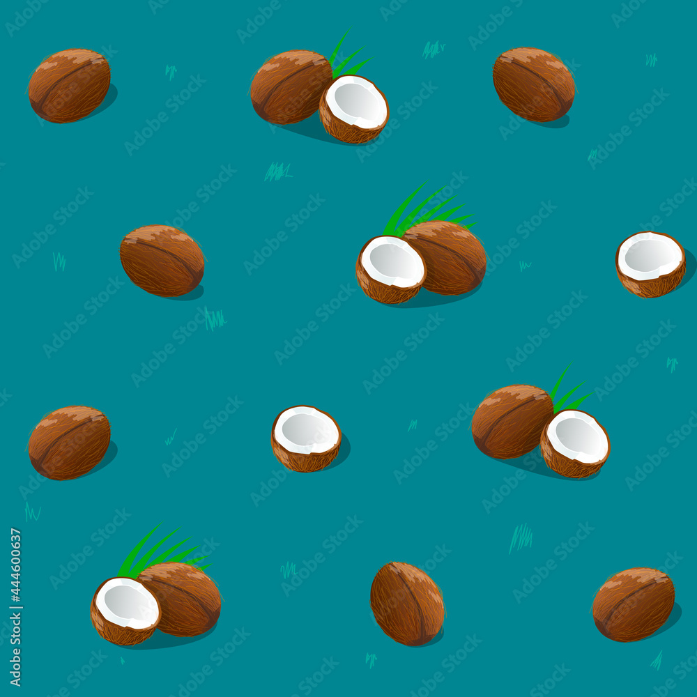 Pattern with coconut. Vector Illustration.