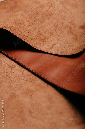 Close up of high quality red leather folds