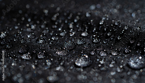 water droplets on the jacket. waterproof fabric. water repellent fabric