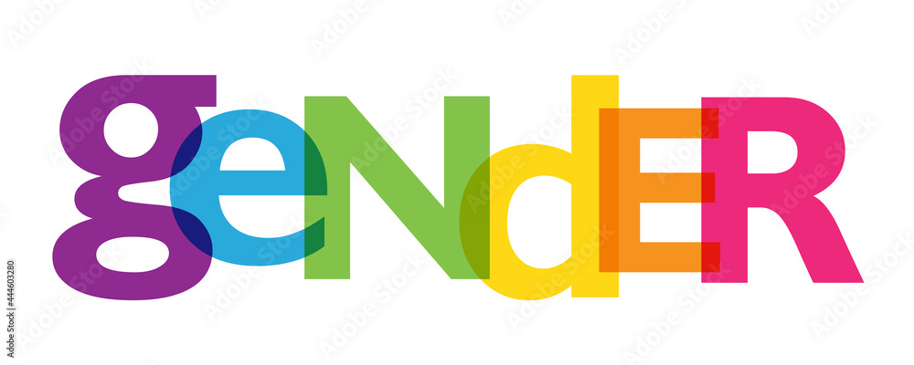 GENDER rainbow gradient vector typography banner on white background GENDER rainbow gradient vector typography banner on white background