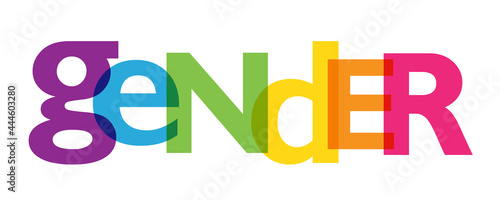 GENDER rainbow gradient vector typography banner on white background