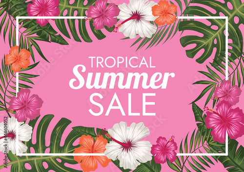 tropical florals labels summer sale
