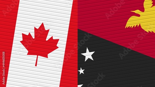 Papua New Guinea and Canada Flags Together Fabric Texture Illustration © MotionCenter