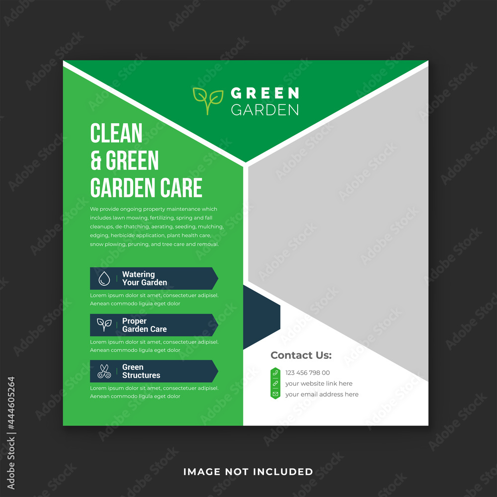 Lawn Care Service Instagram and Facebook Post Template. Lawn Mower Garden or Landscaping Service Social Media Post design