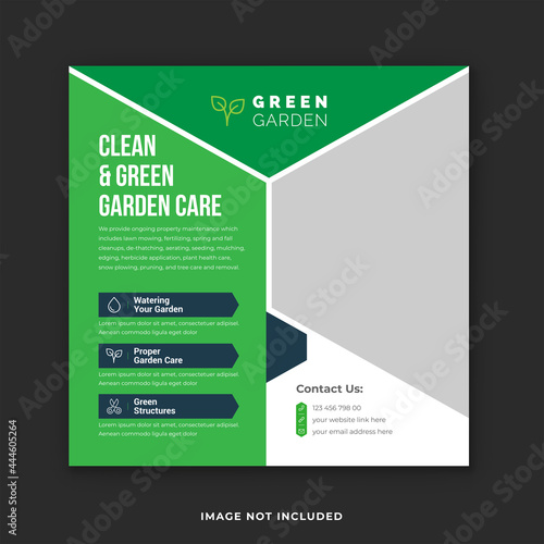 Lawn Care Service Instagram and Facebook Post Template. Lawn Mower Garden or Landscaping Service Social Media Post design