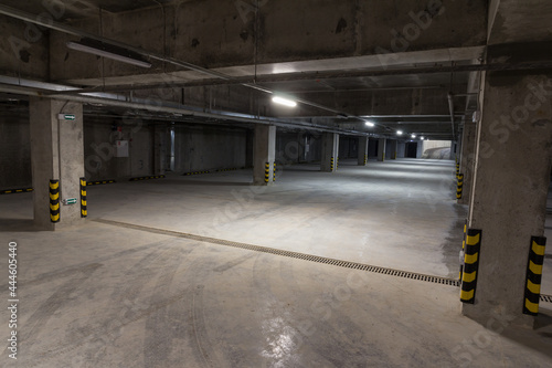 Parking for cars within the city. Empty underground parking. Free parking spaces. Alternative parking.