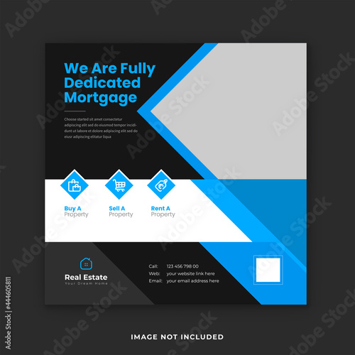 Mortgage broker Instagram post template design. Real Estate Social Media Post & Web Banner