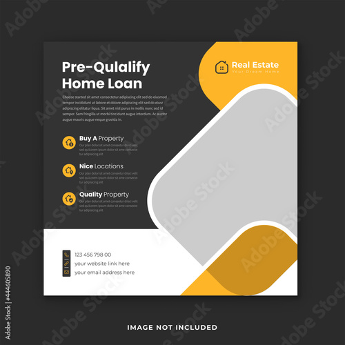 Mortgage broker Instagram post template design. Real Estate Social Media Post & Web Banner