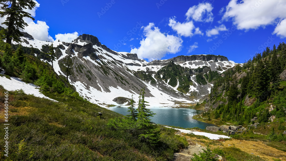 North cascades mountains by Bagley lakes in Mt Baker recreation area