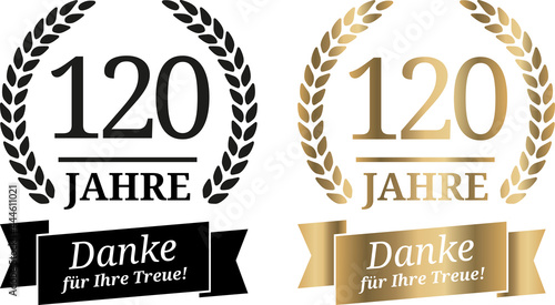 Signet 120 Jahre Gold und Schwarzweiß