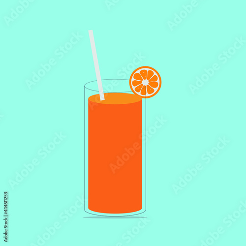 orange juice with orange and straw isolated vector