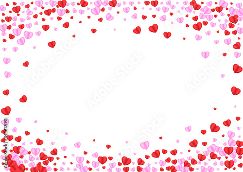 Fototapeta Naklejka Na Ścianę i Meble -  Pink Confetti Background White Vector. Card Texture Heart. Tender Day Illustration. Fond Confetti Celebration Backdrop. Red Shape Pattern.