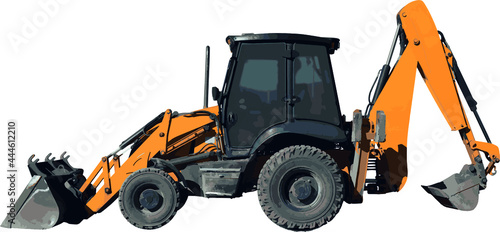 construction equipment excavator digger yellow machine vector illustration