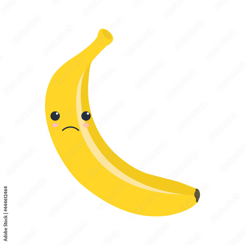 one sad banana isolated on a white background. vector