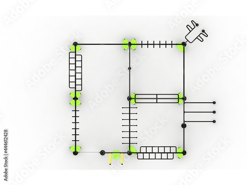 Obraz na plátně GIMNASIO ESTRUCTURA DE CIRCUITO DE CROSSFIT Y CALISTENIA - RENDER